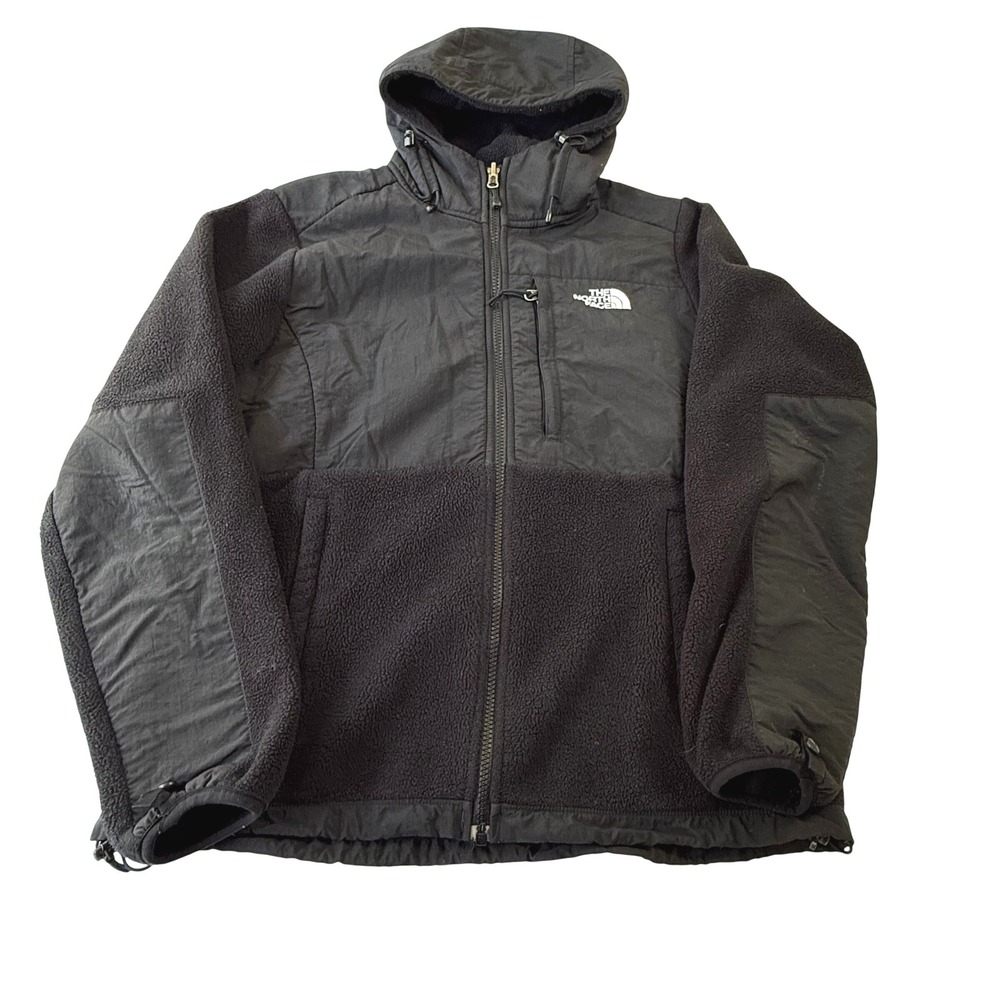 The North Face Womens Black Denali Hooded Polartec Fleece Jacket Medium